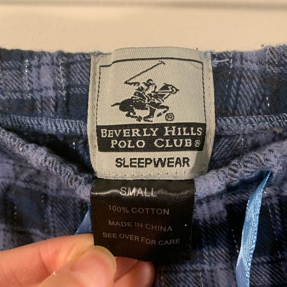 Beverly Hills Polo Club Silver Plaid Pajama Pants in Blue - Picture 6 of 6